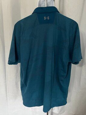 🏌️ Under Armour Men’s Dark Teal Digital Camo Golf Polo Shirt XXL EUC ⛳
